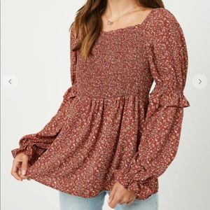 Floral Smocked Babydoll Top